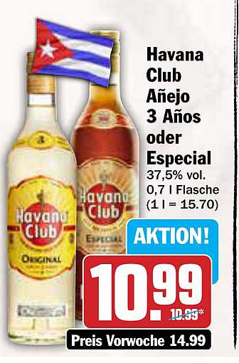 Havana Club Añejo 3 Años oder Especial - 0,7 l Flasche