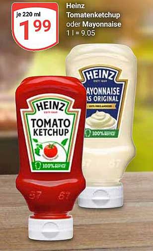 Heinz Tomatenketchup oder Mayonnaise 220 ml für 1,99 €