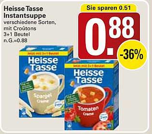 Heisse Tasse Instant Suppe – verschiedene Sorten mit Croutons 3+1 Beutel