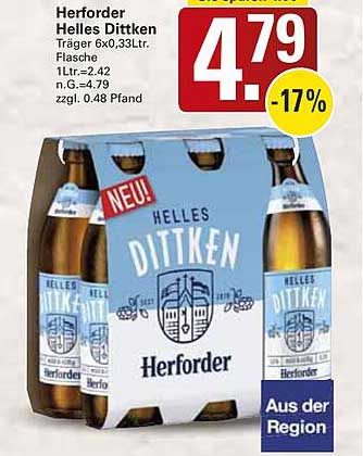Herforder Helles Dittken Träger 6x0,33L Flasche