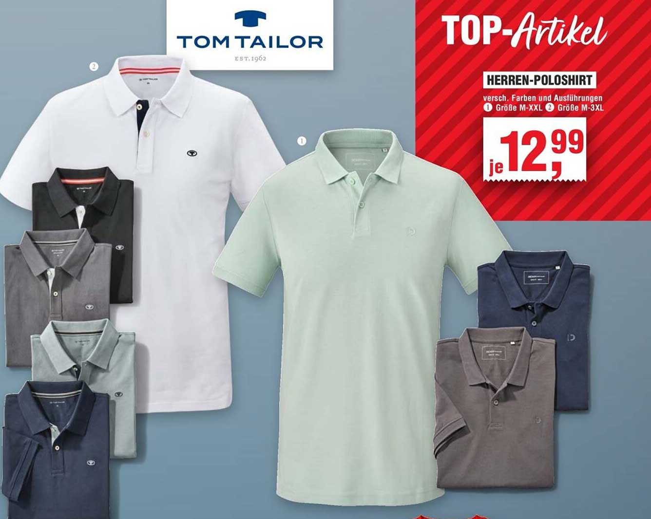 Herren-Poloshirt von TOM TAILOR in verschiedenen Farben und Größen