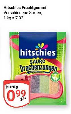 Hitschies Fruchtgummi - Saure Drachenzungen, 125 g