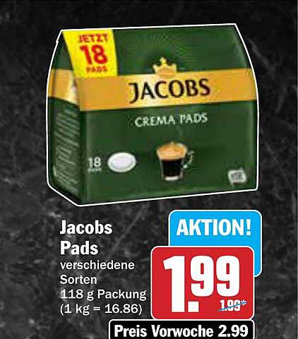 Jacobs Pads - Verschiedene Sorten