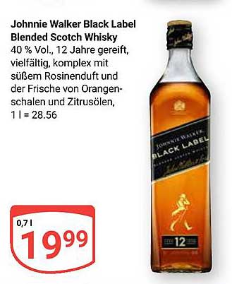 Johnnie Walker Black Label Blended Scotch Whisky 0,7 l