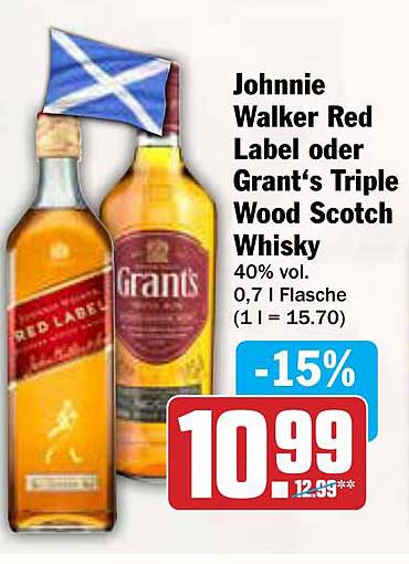 Johnnie Walker Red Label oder Grant's Triple Wood Scotch Whisky