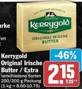 Kerrygold Original Irische Butter / Extra 250/200 g Packung