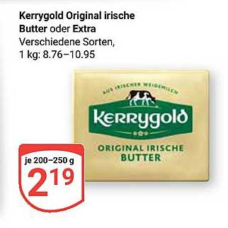Kerrygold Original irische Butter oder Extra - 200-250g für nur 2,19€