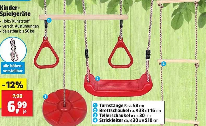 Kinder-Spielgeräte - Holz/Kunststoff, verschiedene Ausführungen, belastbar bis 50 kg, jetzt nur 6,99 €