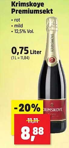 Krimskoye Premiumsekt - 0,75 Liter, rot, mild, 12,5% Vol.