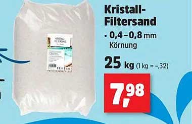 Kristall-Filtersand 25 kg - 0,4 - 0,8 mm Körnung