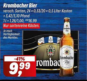 Krombacher Bier – 24 x 0,33/20 x 0,5 Liter Kasten