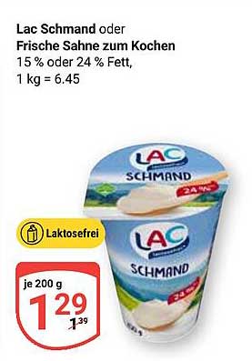 LAC Schmand oder Frische Sahne zum Kochen 15 % oder 24 % Fett