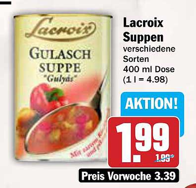 Lacroix Gulasch Suppe – verschiedene Sorten 400 ml Dose