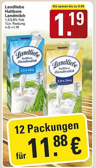 Landliebe Haltbare Landmilch 1,5% und 3,8% Fett 1L