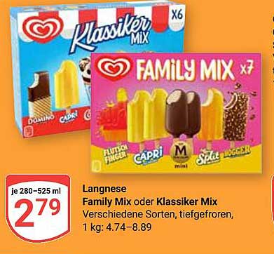 Langnese Family Mix oder Klassiker Mix, 280-525 ml