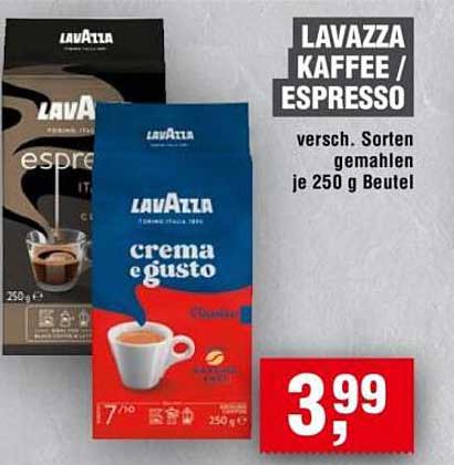 LAVAZZA KAFFEE / ESPRESSO - Verschiedene Sorten gemahlen je 250 g Beutel