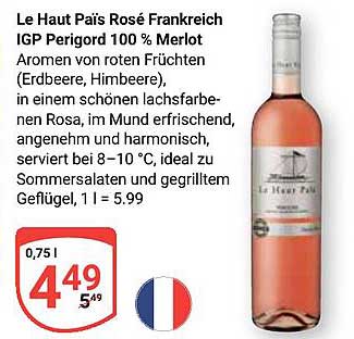 Le Haut Païs Rosé Frankreich IGP Perigord 100 % Merlot