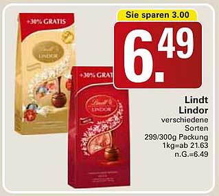 Lindt Lindor verschiedene Sorten 299/300g Packung