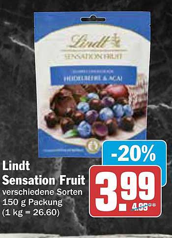 Lindt Sensation Fruit verschiedene Sorten 150 g Packung
