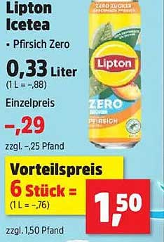 Lipton Icetea - Pfirsich Zero 0,33 Liter