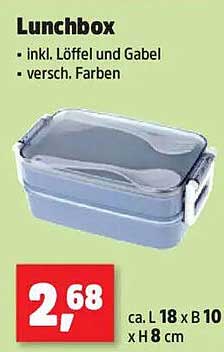 Lunchbox - inkl. Löffel und Gabel in verschiedenen Farben