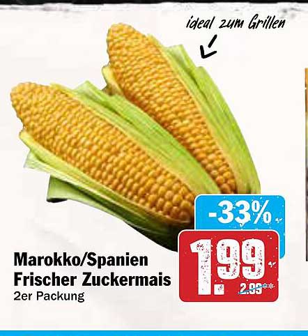Marokko/Spanien Frischer Zuckermais 2er Packung