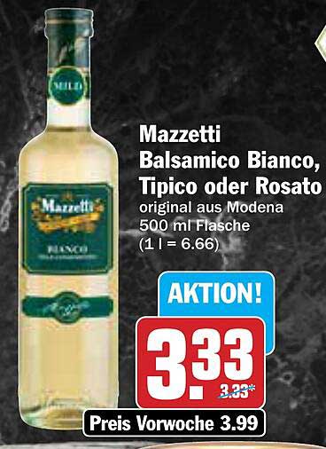 Mazzetti Balsamico Bianco, Tipico oder Rosato 500 ml