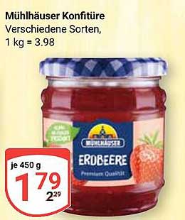 Mühlhäuser Konfitüre - Erdbeere 450 g
