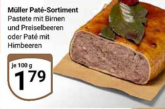 Müller Paté-Sortiment: Pastete mit Birnen und Preiselbeeren oder Paté mit Himbeeren
