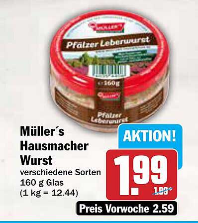 Müller´s Hausmacher Wurst 160 g Glas - verschiedene Sorten