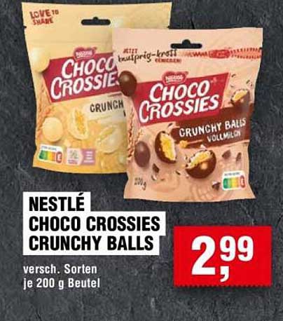NESTLÉ CHOCO CROSSIES CRUNCHY BALLS - versch. Sorten je 200 g Beutel