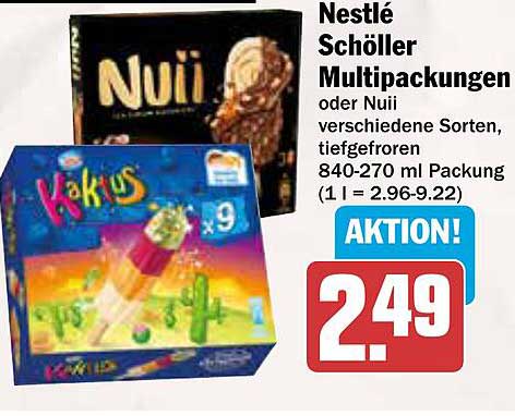 Nestlé Schöller Multipackungen oder Nuii verschiedene Sorten, tiefgefroren 840-270 ml Packung