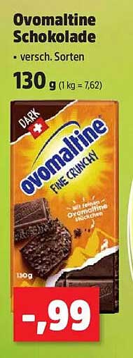 Ovomaltine Schokolade - verschiedene Sorten