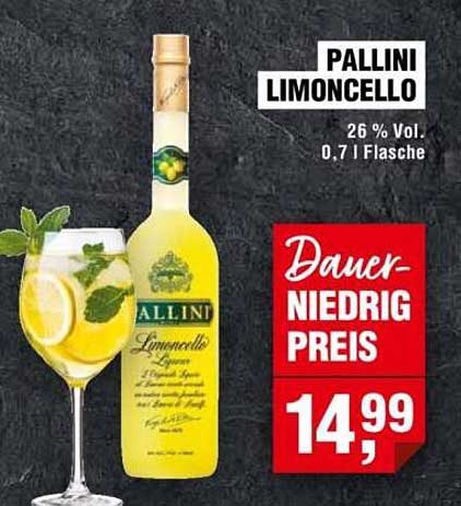 PALLINI LIMONCELLO – 26% Vol., 0,7 l Flasche