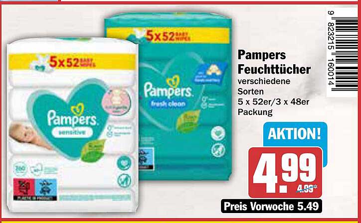 Pampers Feuchttücher verschiedene Sorten 5 x 52er/3 x 48er Packung
