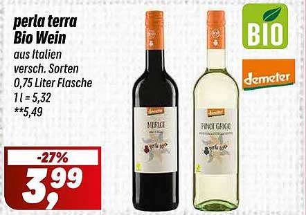 perla terra Bio Wein - Aus Italien