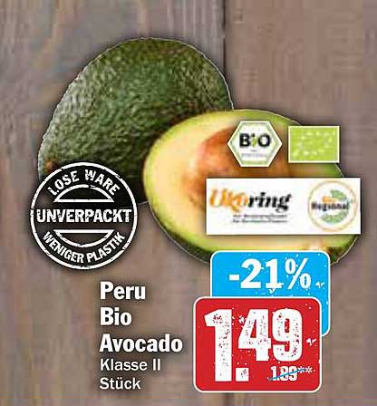 Peru Bio Avocado Klasse II Stück