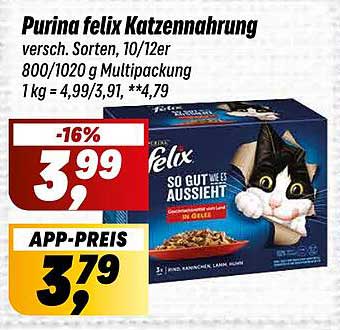 Purina felix Katzennahrung, versch. Sorten, 10/12er Multipackung