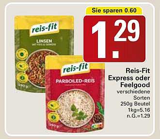 Reis-Fit Express oder Feelgood verschiedene Sorten 250g Beutel