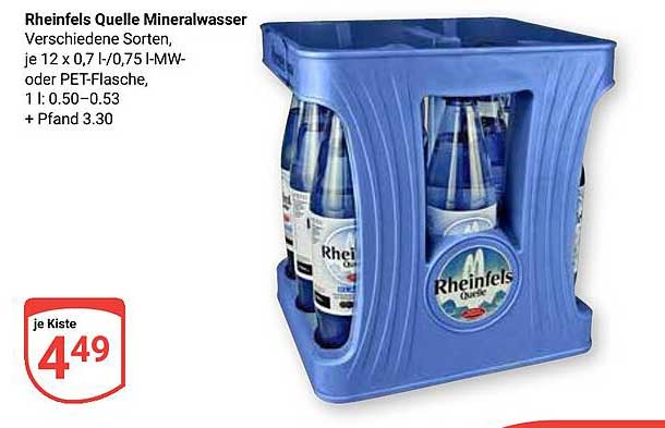 Rheinfels Quelle Mineralwasser, verschiedene Sorten
