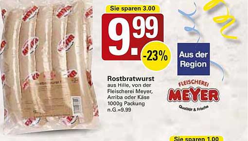 Rostbratwurst aus Hille, von der Fleischerei Meyer