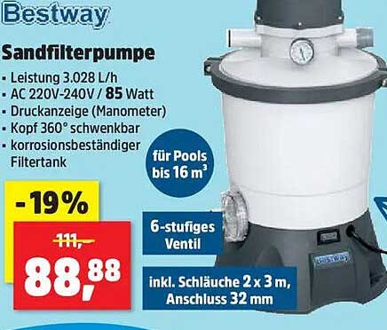 Sandfilterpumpe für Pools bis 16 m³ von Bestway