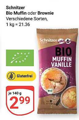 Schnitzer Bio Muffin oder Brownie, 140 g