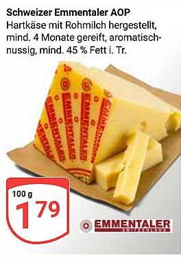 Schweizer Emmentaler AOP - Hartkäse mit Rohmilch