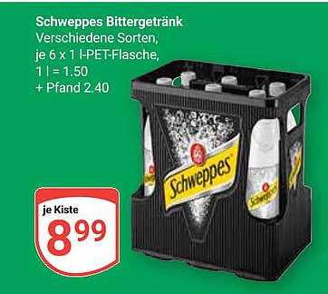 Schweppes Bittergetränk, 6 x 1 l PET-Flasche - je Kiste