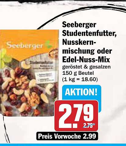 Seeberger Studentenfutter, Nusskernmischung oder Edel-Nuss-Mix 150 g