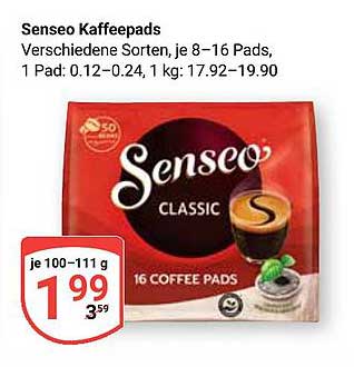 Senseo Kaffeepads, verschiedene Sorten je 8–16 Pads