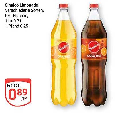 Sinalco Limonade – Verschiedene Sorten in PET-Flasche
