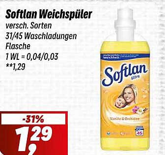 Softlan Weichspüler - verschiedene Sorten 31/45 Waschladungen