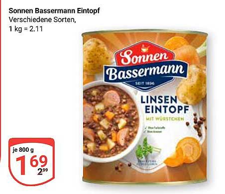 Sonnen Bassermann Linsen Eintopf - verschiedene Sorten